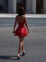 Aria Blush Ruffle Halter Mini Dress