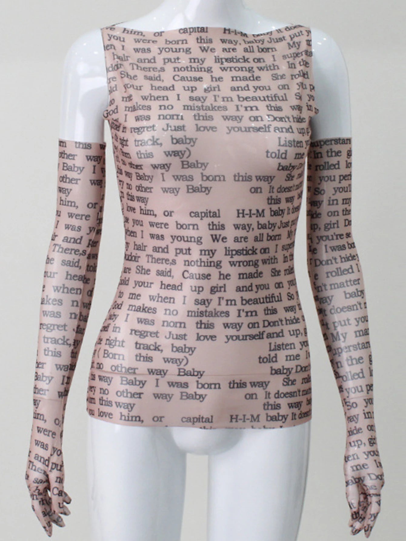 Echo Sheer Letter-Print Long-Sleeve Crop Top One-piece