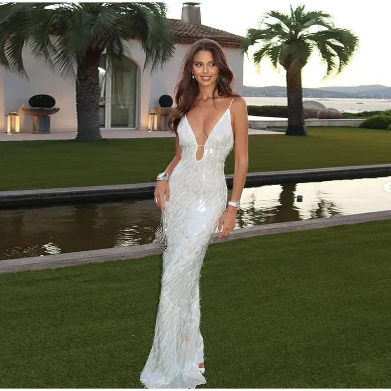 Seraphina Sequin V-Neck Maxi Dress