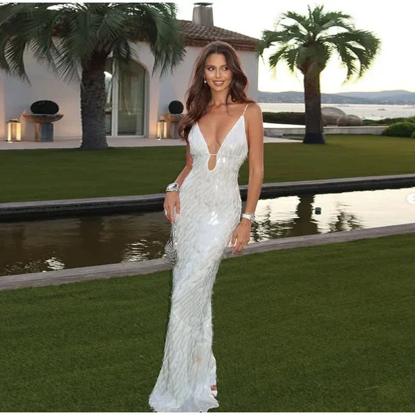 Seraphina Sequin V-Neck Maxi Dress