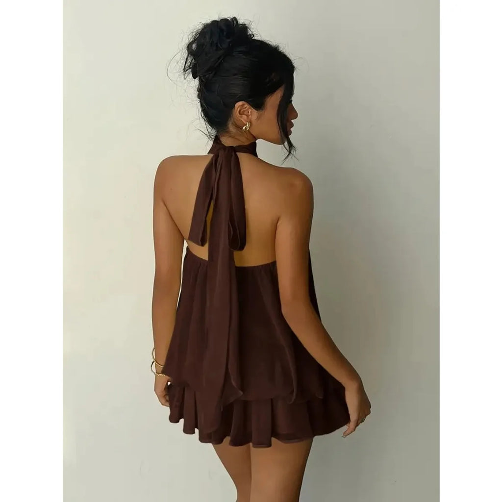 Elodie Sheer Chiffon Tie-Front Mini Dress
