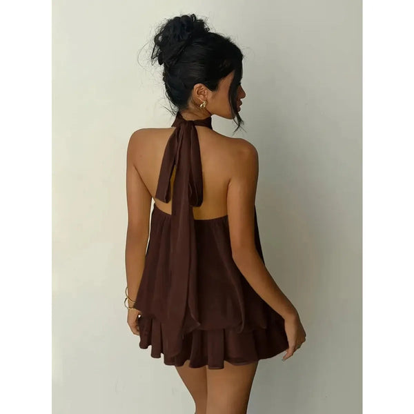 Elodie Sheer Chiffon Tie-Front Mini Dress