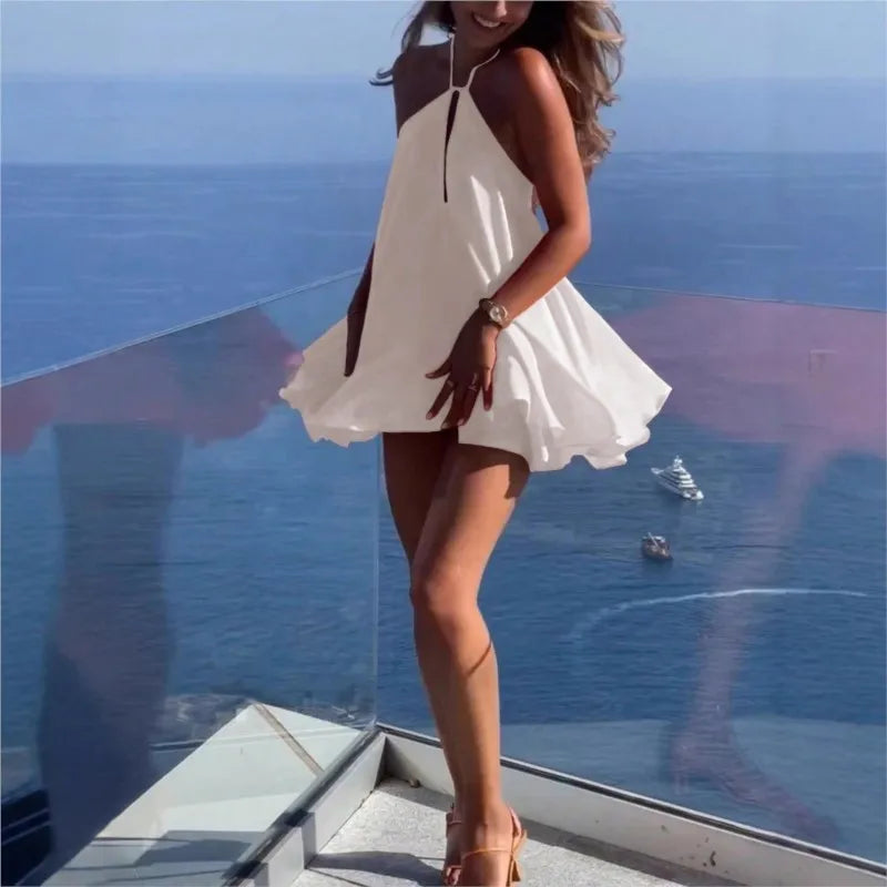 Brielle Deep-V Backless Beach Mini Dress