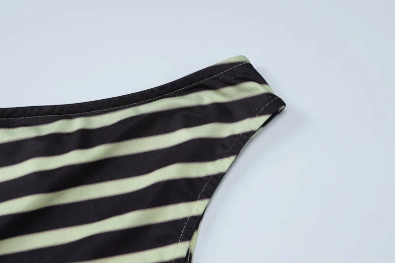 Zuri Striped Asymmetrical Maxi Skirt Set Two-piece