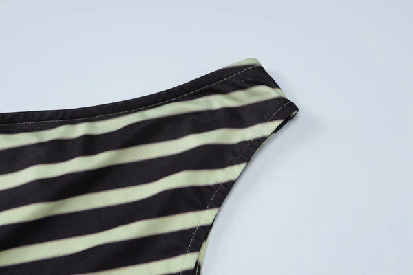 Zuri Striped Asymmetrical Maxi Skirt Set Two-piece