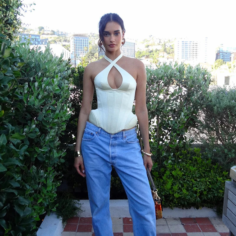 Zara Cutout Lace Sleeveless Corset Top One-piece