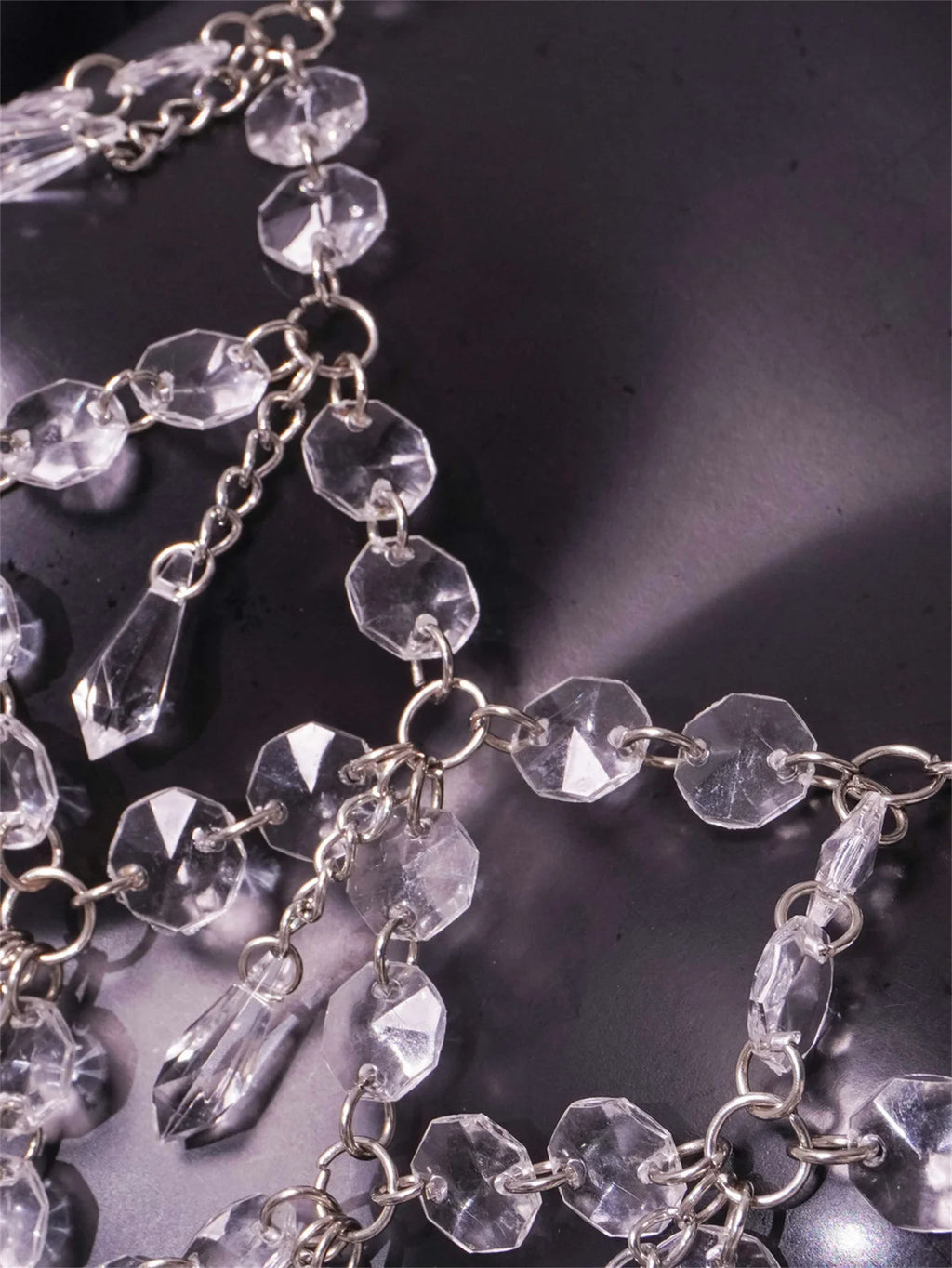 Gilda Clear Crystal Chain See-Through Lingerie Slip Mini Cover-Up