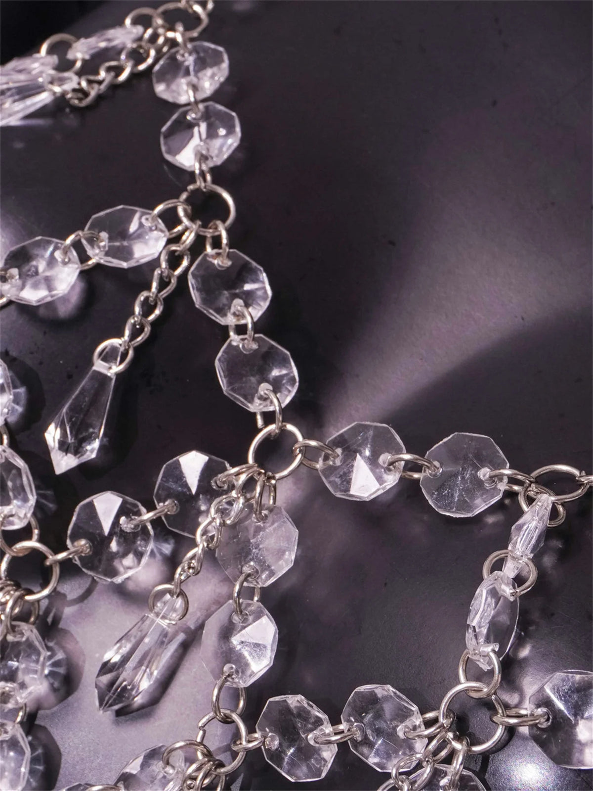 Gilda Clear Crystal Chain See-Through Lingerie Slip Mini Cover-Up