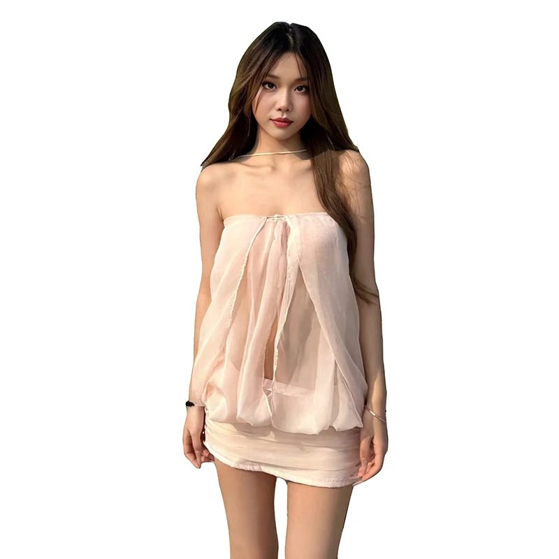 Seraphina Blush Chiffon Mini Dress