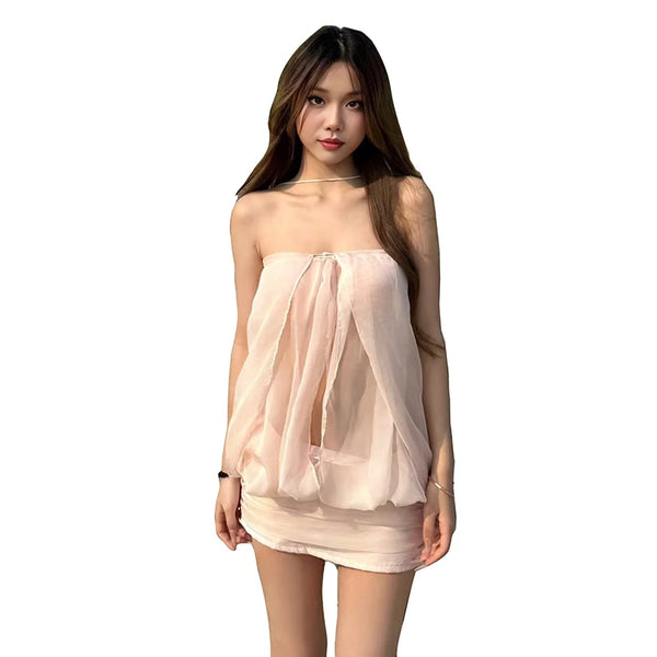 Seraphina Blush Chiffon Mini Dress