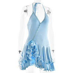 Aria Blush Ruffle Halter Mini Dress