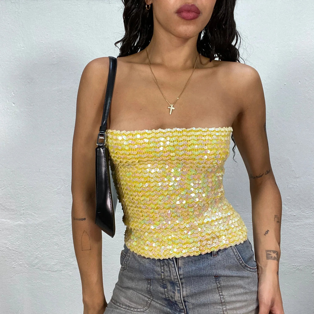 Sienna Sunshine Sequin Spaghetti Strap Party Top