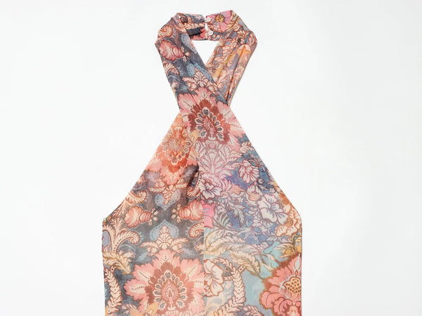 Solana Printed Halter Asymmetric Maxi Dress