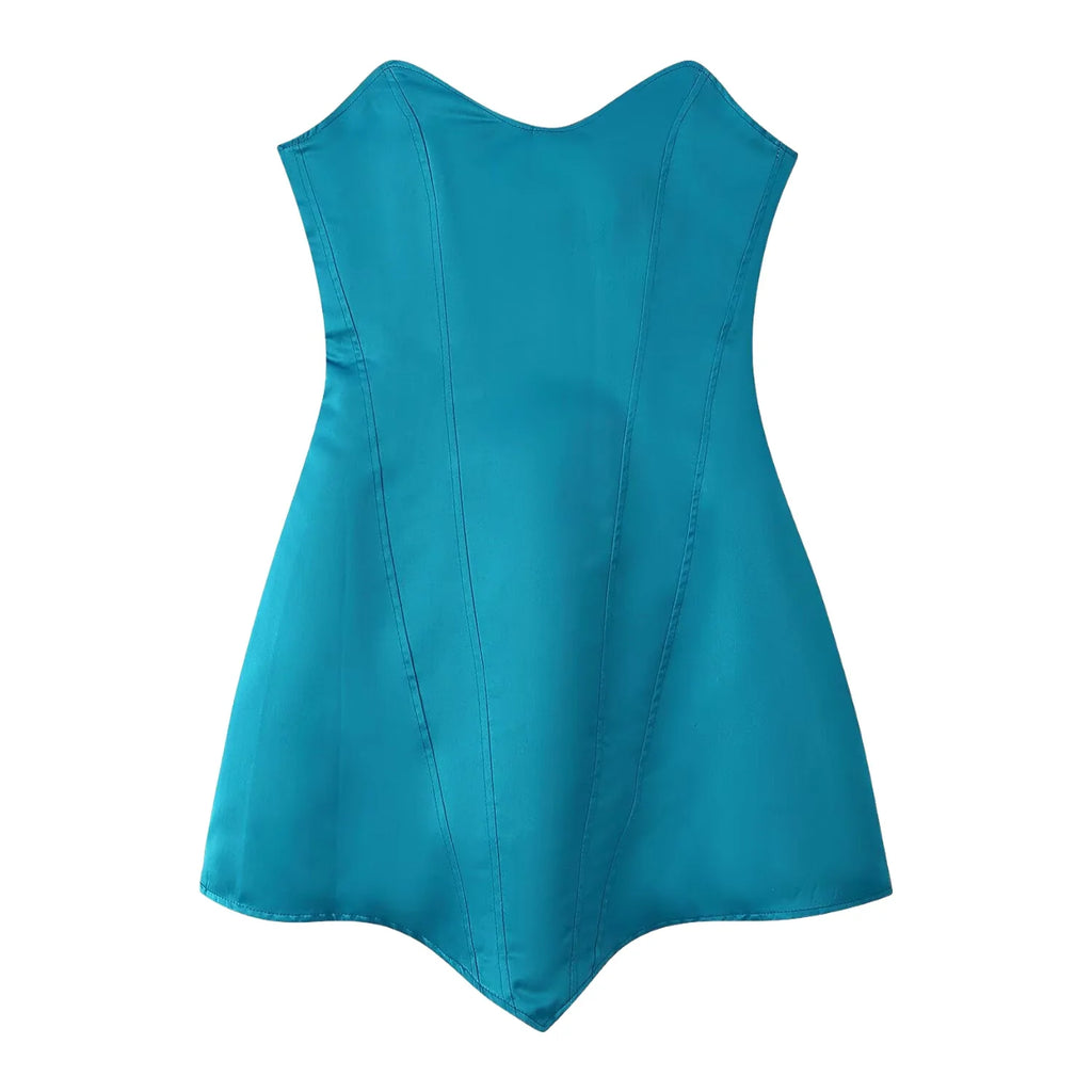 Noelle Boned-Waist V-Neck Mini Dress