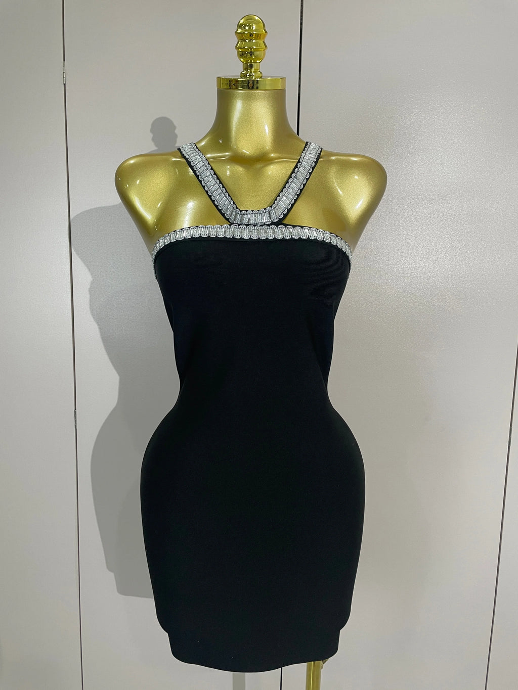 Valentina Black Sequin Backless Bodycon Mini Dress
