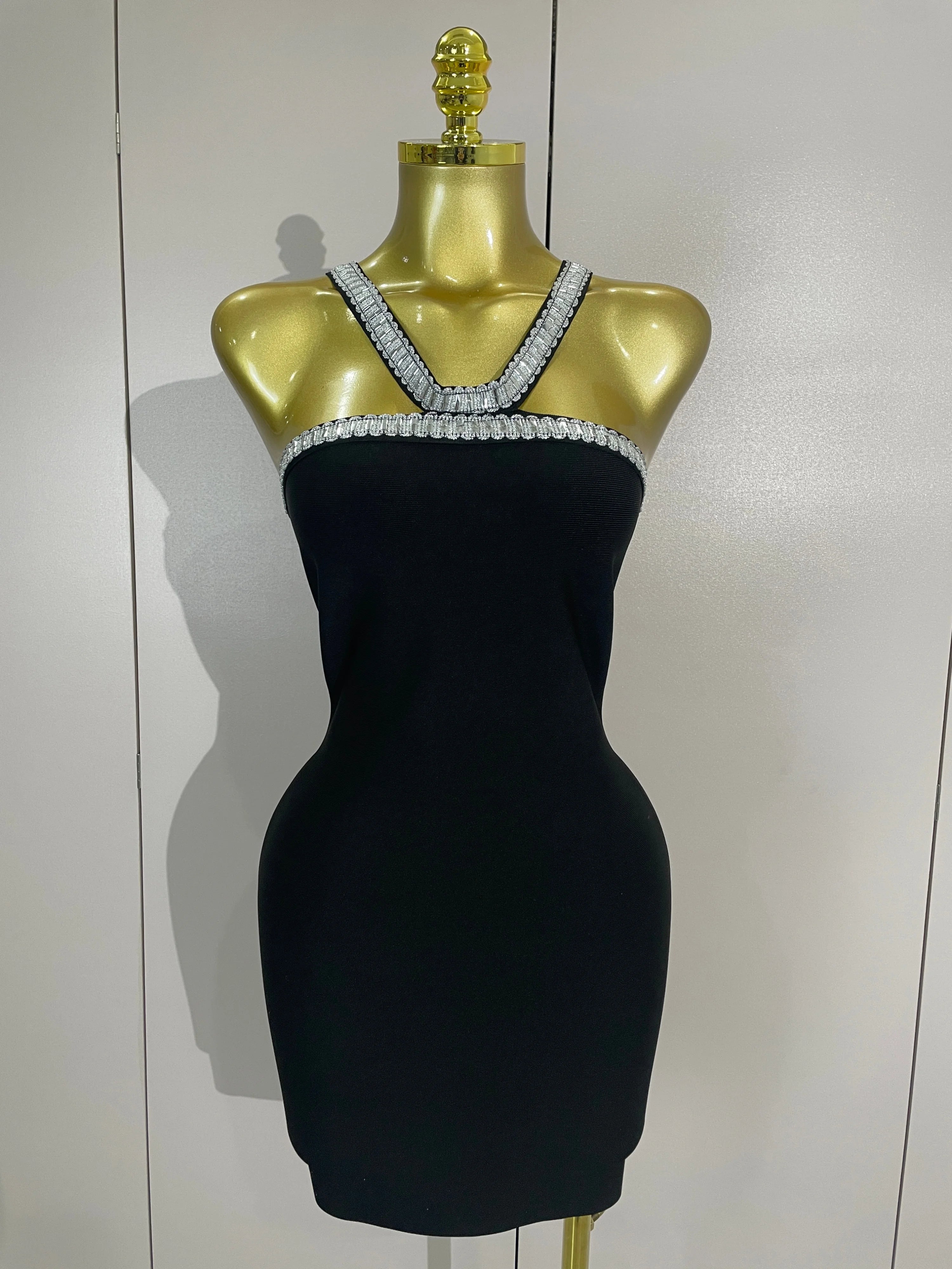 Valentina Black Sequin Backless Bodycon Mini Dress