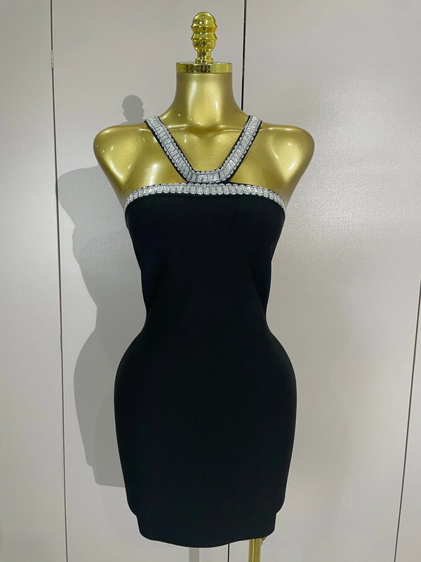 Valentina Black Sequin Backless Bodycon Mini Dress