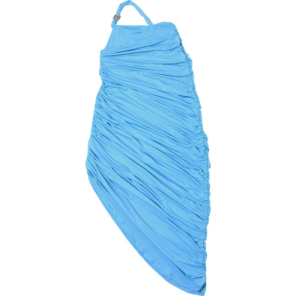 Mafalda Twisted One-Shoulder Ruched High-Slit Maxi Dress