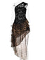Amaranta Sheer Lace & Leopard One-Shoulder Ruffle Dress