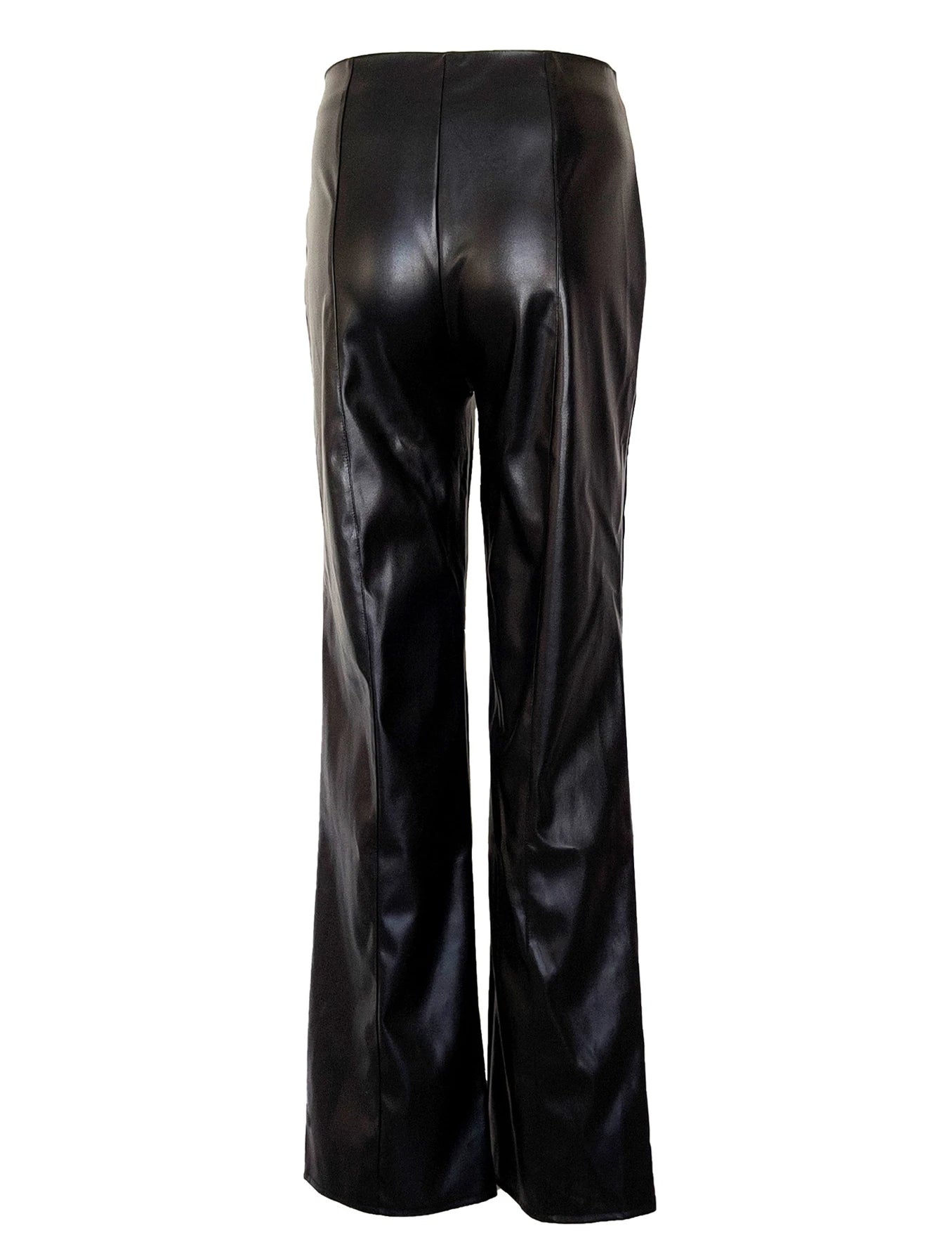 Sexy black PU leather pants women straight leg pants trousers woman clothing high waist casual baggy wide leg pants streetwear Secondary image