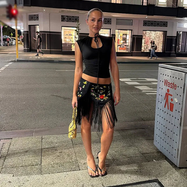Cressida Floral Fringe Mini Skirt One-piece