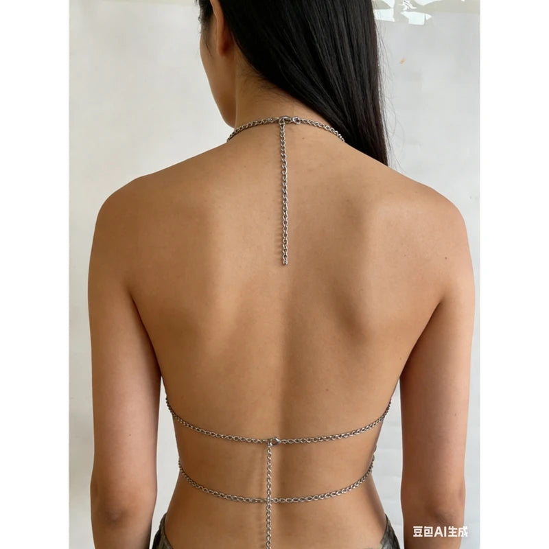 Astra Rhinestone Chain Halter Cover-Up