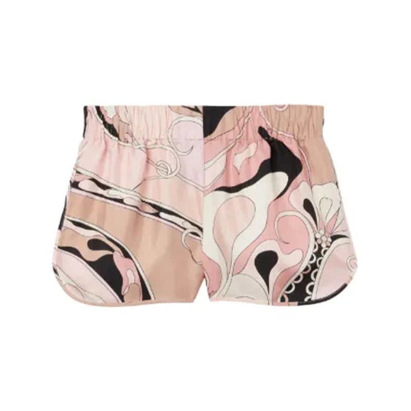 Briseis Printed Halter Top, Shorts & Asymmetric Skirt Three-piece