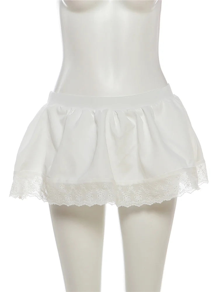 Marzena Eyelet Lace Ruffle Crop Top & Mini Skirt Two-piece