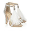 Women Sandals Summer Sexy Pumps Rhinestone Zipper Feather High Heel Apricot Women Wedding Pumps Shoes Size 34-43