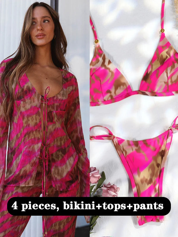 Zaria Printed Deep-V Swim Set
