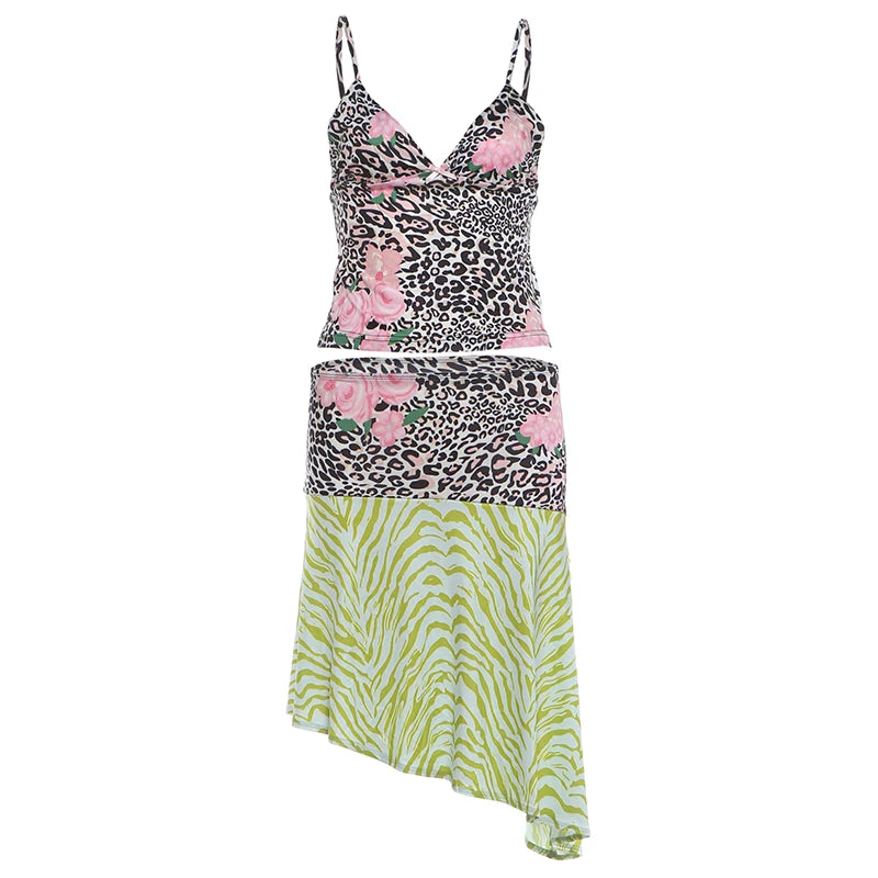 Tallulah Animal Print Printed Midi Skirt Set Two-piece
