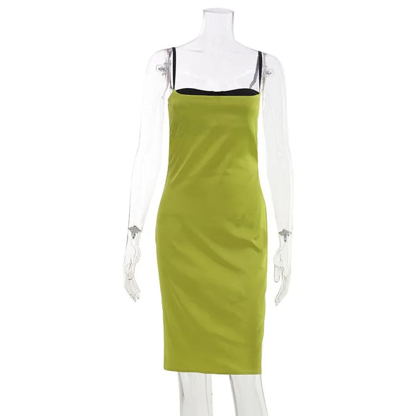 Marjolaine Contrast-Trim Satin Sweetheart Ruched Midi Dress