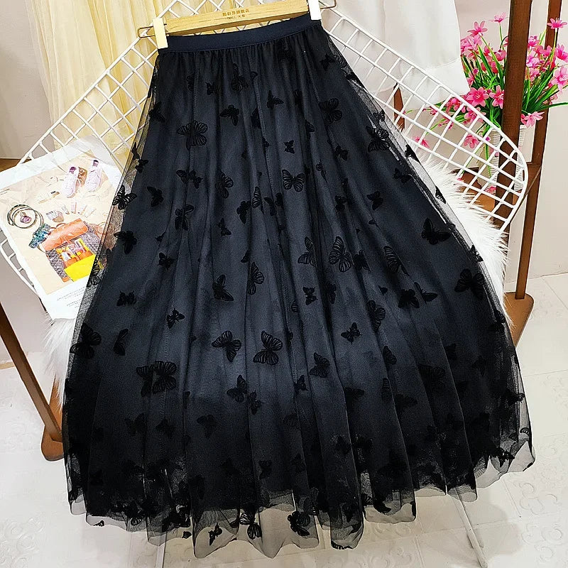 Yvette A-Line Mesh Maxi Skirt One-piece