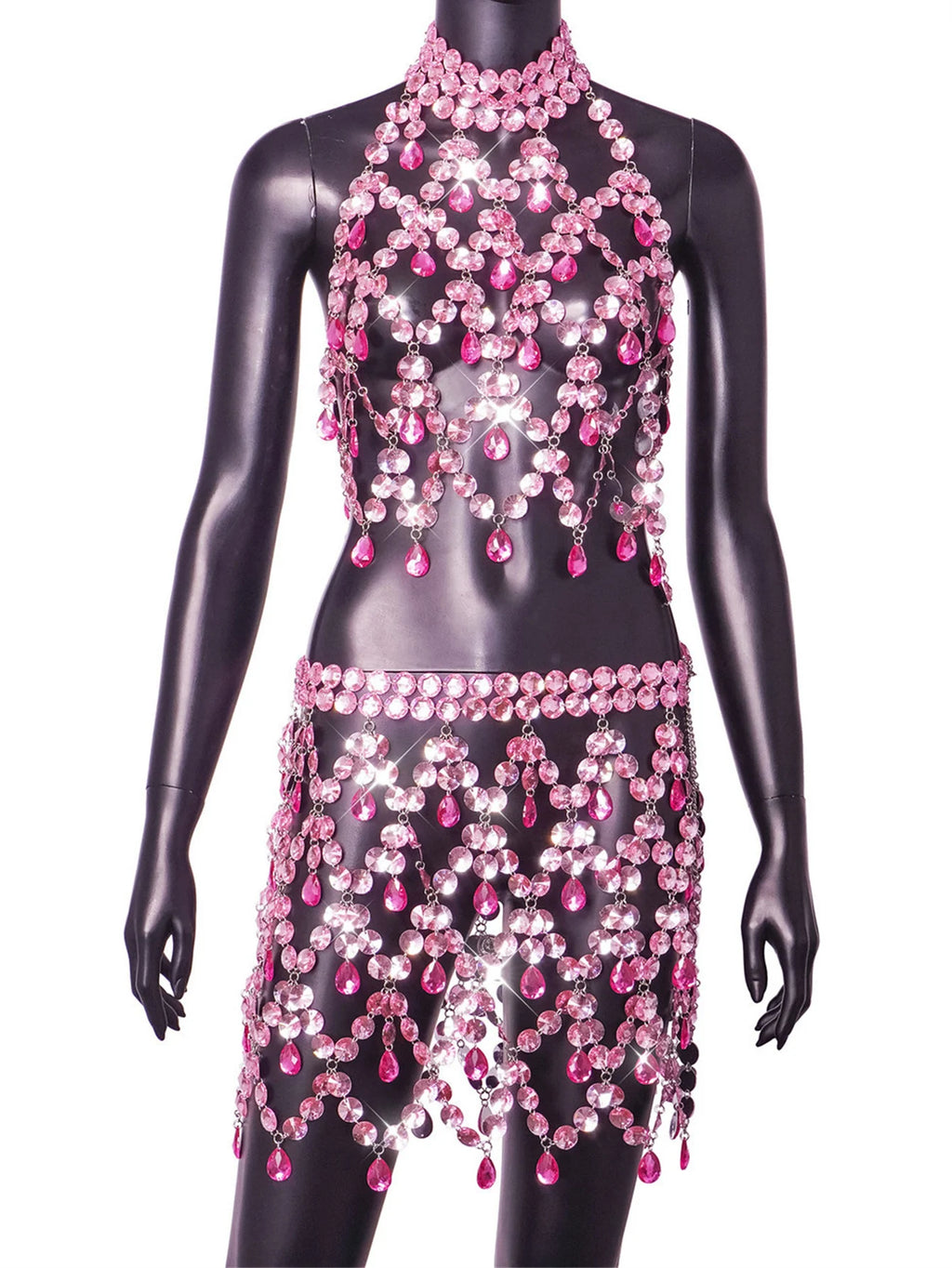 Seraphina Sheer Metal-Rhinestone Bodycon Mini Dress