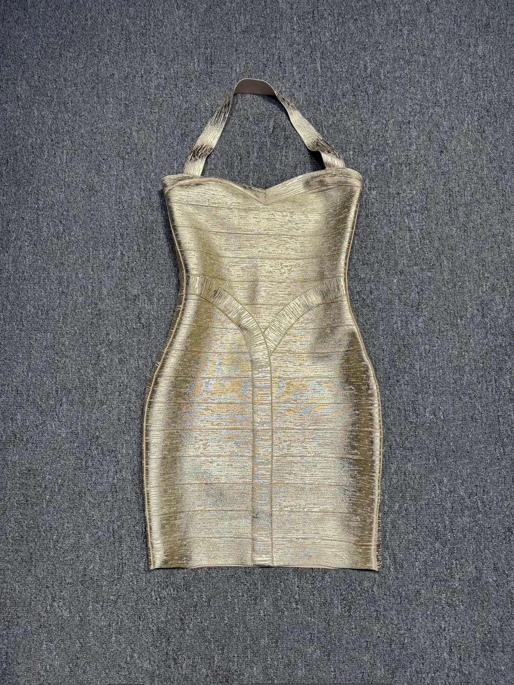 Clemence Metallic Gold Bandage Bodycon Mini Dress