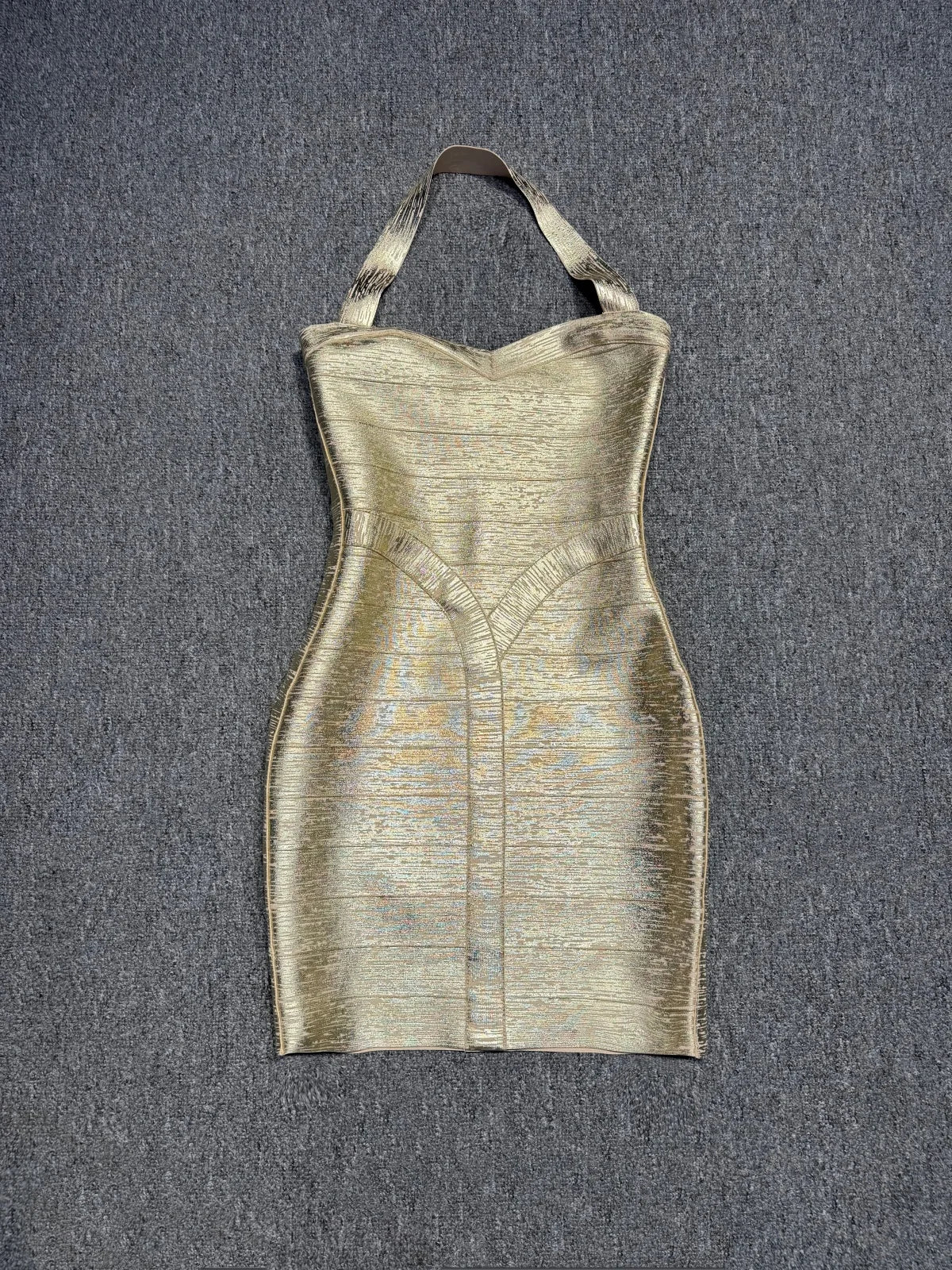 Clemence Metallic Gold Bandage Bodycon Mini Dress Main image