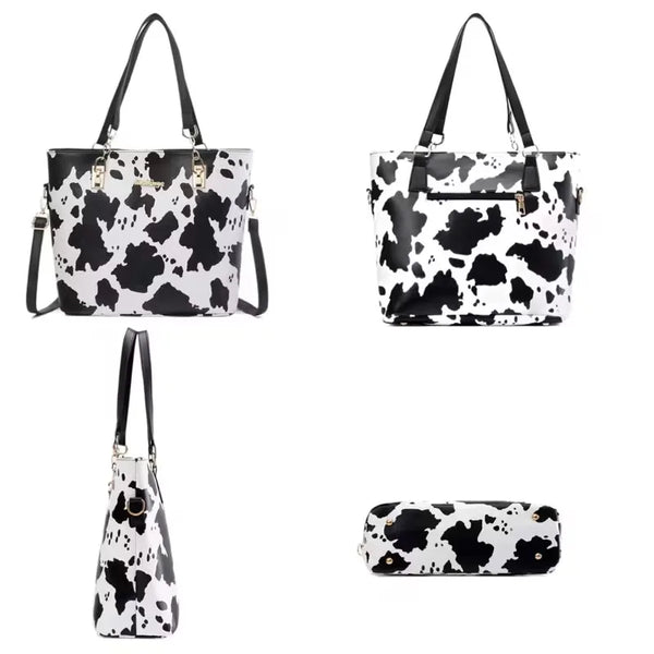 6-piece PU Fashion Cow-pattern Tote Bag Set, Including Women's Shoulder Bags, Crossbody Bags and Anti-wrinkle Handbags