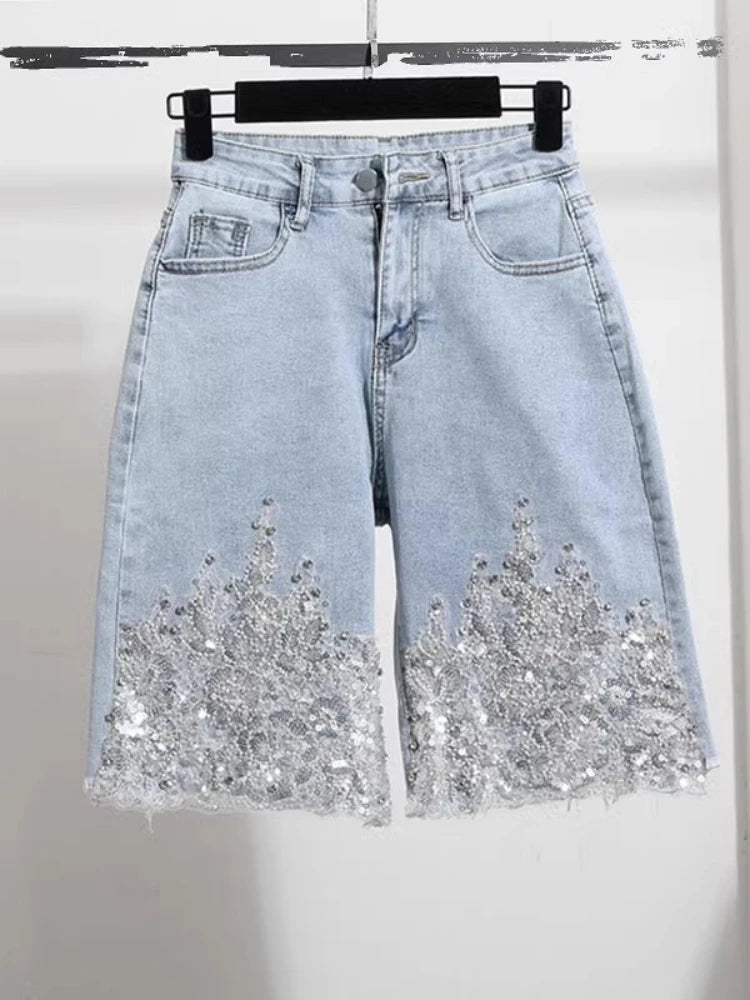 Kaia Sequin Denim Shorts Apparel One-piece Main image