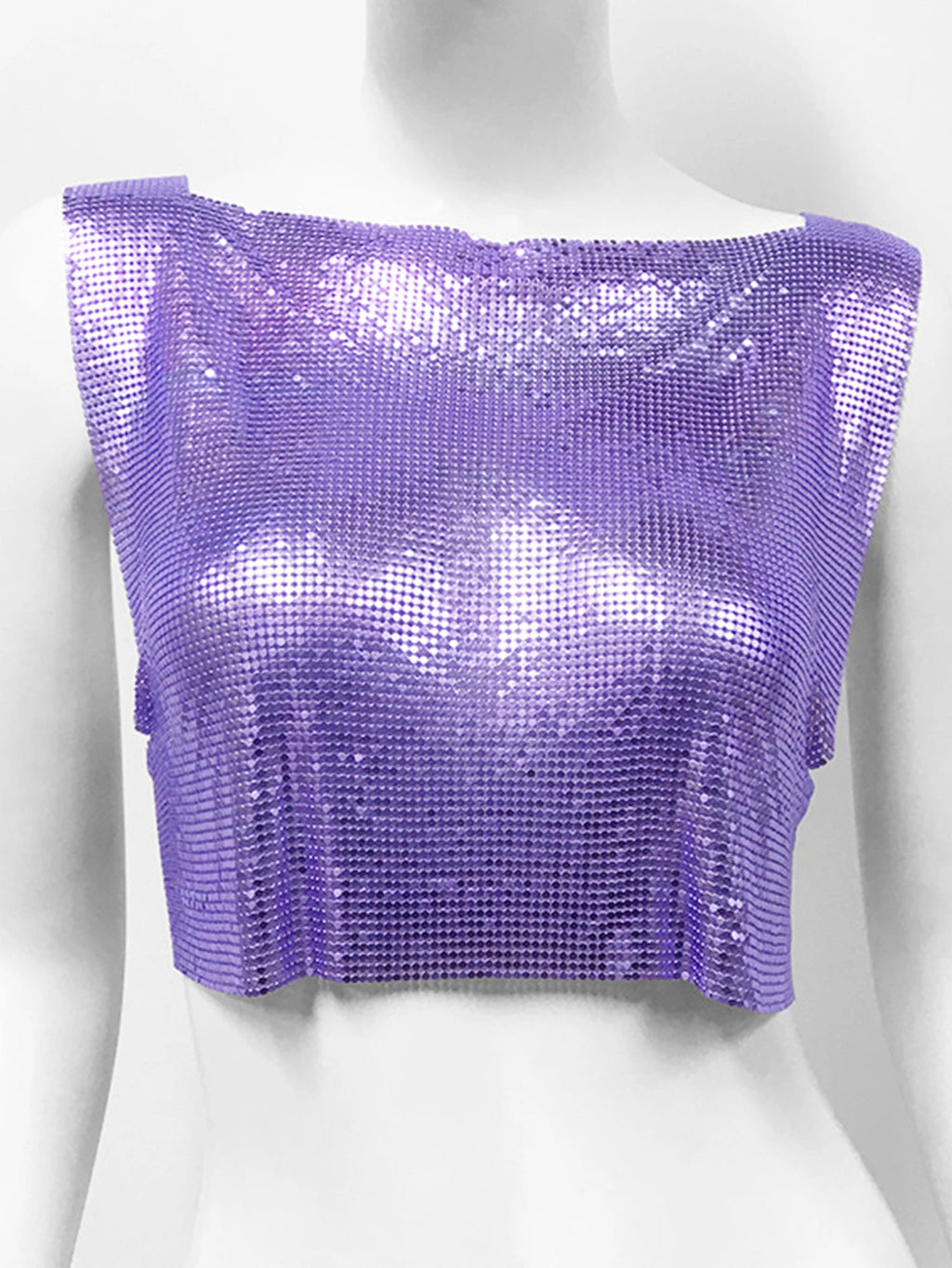 Yvette Metal-Sequin Cropped Tank Top One-piece