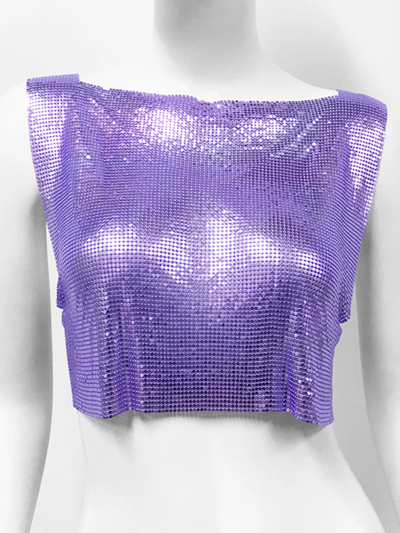 Yvette Metal-Sequin Cropped Tank Top One-piece