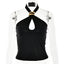 Liora Black Gold Buckle Cutout Halter One-piece