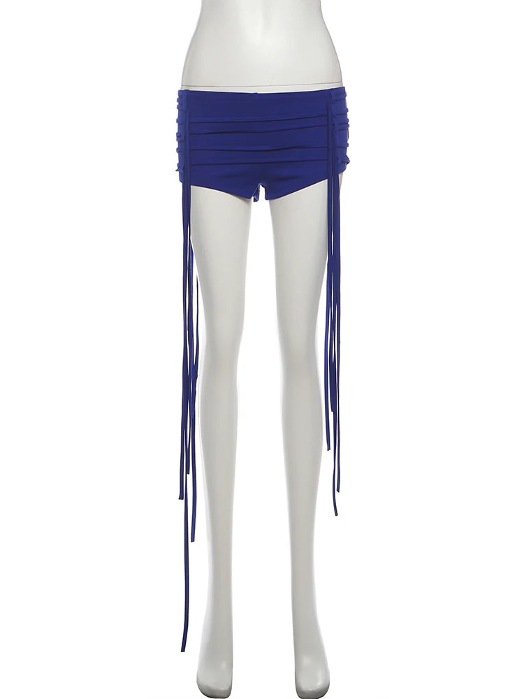 Indie Mesh Bodysuit & Ribbon Shorts Set Two-piece