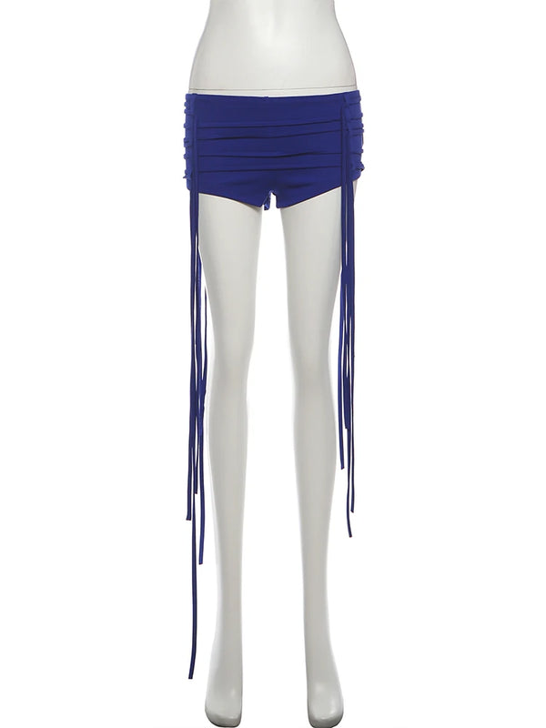 Indie Mesh Bodysuit & Ribbon Shorts Set Two-piece