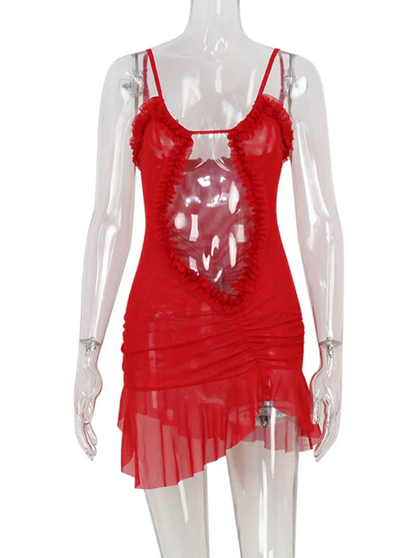 Inez Deep-V Ruched Bodycon Mini Dress