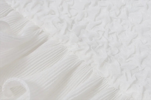 Rosamunde White Ruffle Low-Neck Crop Top & Mini Skirt Two-piece