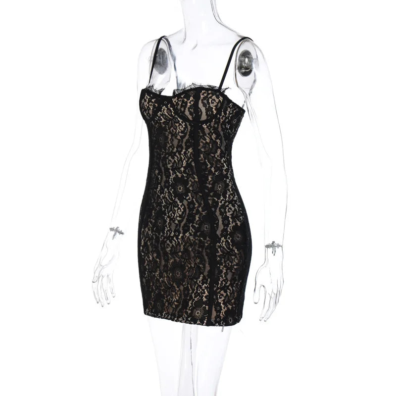 Anastasia Noir Lace Sculpt Mini Dress