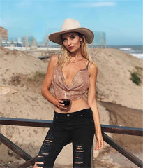 Sequin Rhinestone Bra Women Tee Gothic Blusas Corset Ladies Shirt Camis Party Woman Clothes y2k Crop Tops Ropa Club Tank Top