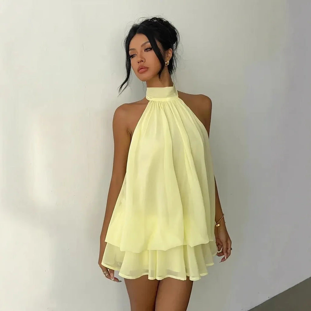 Elodie Sheer Chiffon Tie-Front Mini Dress