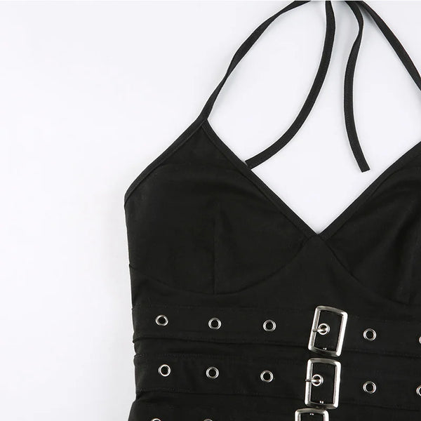 y2k Bandage Crop Top Black Backless  Top Lace Up Cute Party Beach Summer Sweats Women Retro Basic Mini Vest Punk