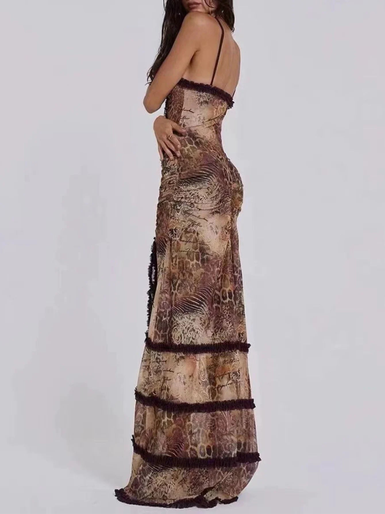 Milena Printed Backless Slip Maxi Dress